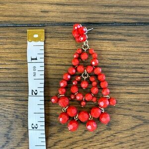 Red Beaded Chandelier Earrings